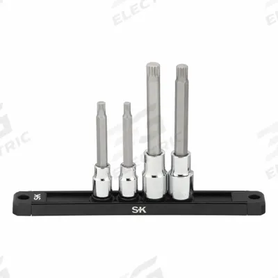 SK PROFESSIONAL TOOLS Socket Bit Set: 1 - 25 Pieces, 3/8 in, 1/2 in Drive Size, 4 Pieces - 12-Point Bit Socket Sets