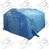 FSI Canopy Tent: 17 ft Overall Lg, 13 ft Overall Wd, 9 ft Overall Ht, HD PVC/Nylon, Blue, Polyester (MPN DAT3370). Key specifications — attr1055387: Tie-Down Ropes; attr1055401: Canopy Tent; attr1055372: FSI.