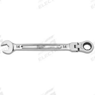 MILWAUKEE Combination Wrench: Chrome Vanadium Steel, Chrome, 14 mm Head Size - Metric 12-Point Ratcheting Combination Wrenches