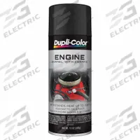 DUPLI-COLOR Automotive Paint: Interior, Engine Accessories/Engine Blocks, Solvent, Solvent-Based (MPN EDE163407). Key specifications — Color: Black; Coverage Area: 12 to 15 sq ft; Compatible Surface Material: Metal; Finish Texture: No Texture; Sheen: Gloss; Surface Texture: Smooth; Brand: DUPLI-COLOR.