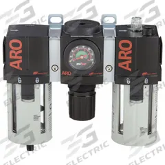 ARO Filter/Regulator/Lubricator: 1/2 in NPT, 150 cfm, 150 psi Max Op Pressure, 5 micron, 2000 Series (MPN C38341-800). Key specifications — attr109588: 2000; attr109524: ARO.