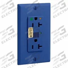 LEVITON Straight Blade Receptacle: Hospital Grade, Duplex, 5-20R, Blue, 125V AC, 20 A (MPN 8380-IGB)