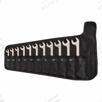 TEKTON Open End Wrench Set: Chromium Molybdenum Steel, Satin, 11 Tools, 30°_60° Opening Angle (Deg.) (MPN WAE91402). Key specifications — attr309745: No; attr309746: Wrench Rolls; attr309754: Satin; attr309753: Chromium Molybdenum Steel; attr324938: TEKTON.