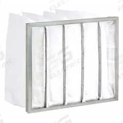 GRAINGER Pocket Air Filter: 25 in x 20 in x 15 in, MERV 8, Beige/Yellow, Fiberglass, 5 Pockets (MPN 5E862). Key specifications — attr1286329: EA; attr1286352: GRAINGER; attr1286334: Fiberglass; attr1286332: MERV 8.