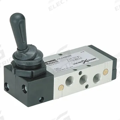 Parker Manual Air Control Valve: Viking, Four-Way / Two-Position, Lever, 1/8 in Female NPT - Parker Viking X Series Manual Air Control Valves