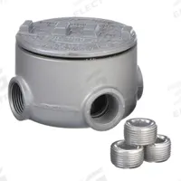 Conduit Outlet Body: Aluminum, GRU, 1 in Trade Size, XAT Body, 17.5 cu in Body Capacity (MPN GRU100-A). Key specifications — Series: For Standard Body; Compatible Conduit Trade Size: 1 in; Thread Gender: Female; Hub Style: Threaded; Cover Included: Yes; Body Style: XAT; Connection Type: Threaded; Back Type: Round.