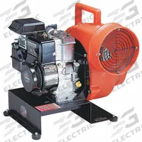 ALLEGRO Confined Space Centrigual Blower: 5 hp, 8 in Duct Dia, 1,390 cfm Max Flow in Free Air (MPN 9505). Key specifications — attr565233: ALLEGRO; attr660915: Briggs & Stratton; attr660919: 90° Elbow.