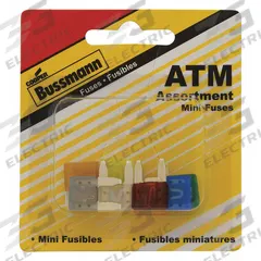 BUSSMANN Fuse Kit: Includes Series ATM, Automotive Fuses, 2 A – 30 A Range (MPN BP/ATM-A8-RP). Key specifications — Fuse Series Included: ATM; Tool Included: None; Brand: BUSSMANN.