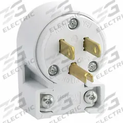 LEVITON Straight Blade Plug: 5-15P, 125V AC, 15 A, 2 Pole, 3 Blade, White (MPN 515AN)