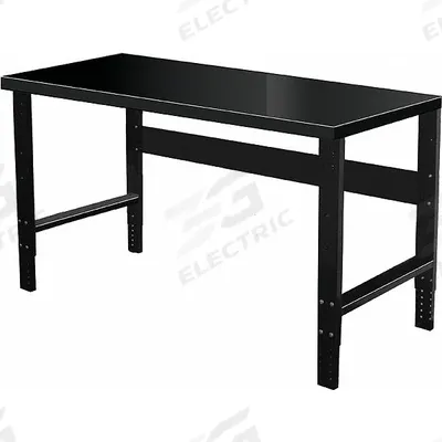 HALLOWELL Workbench: Adj Ht, 72 in x 30 in, Black, Stringer - Steel-Top Workbenches