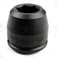 PROTO Impact Socket: 1 1/2 in Drive Size, SAE, 5 in Socket Size, 6-Point, Std, 6 3/4 in Overall Lg (MPN J15080). Key specifications — attr1215501: PROTO; attr1215515: Black Oxide; attr1215518: 5 in.
