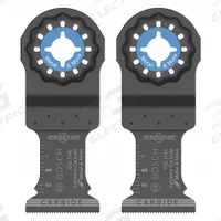 BOSCH Oscillating Tool Blade: 1 1/4 in Blade Wd, 4 in Overall Lg, Plunge Cutting, Carbide, 2 PK (MPN OSL114C-2). Key specifications — attr1097473: Wood; attr1097476: BOSCH; attr1097456: Plunge Cutting.