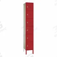 LYON Wardrobe Locker: 12 in x 18 in x 78 in, 6 Tiers, 1 Units Wide, Louvered, Padlock Hasp, Red, Red (MPN YFC5362). Key specifications — Locker Color: Red; Door Type: Louvered; Includes Number Plates: No; Brand: LYON; Assembled: Unassembled; Color Family: Red.