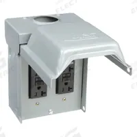 GE Unmetered Surface Power Outlet: 20 A, 120V AC, 5-20R, Includes GFCI (MPN U011010). Key specifications — attr952388: GE; attr981144: Yes; attr981149: Steel; attr981159: 3R.