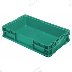 ORBIS Straight Wall Tote: 5.4 gal, 24 in x 15 in x 5 in, Stacking Capable, 300 lb Stacking Capacity (MPN NSO2415-5 Green). Key specifications — Material: Plastic; Stackable: Stacking Capable; Brand: ORBIS.