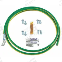 PANDUIT Grounding Jumper Wire Kit: Copper, 60 in 6 AWG, 60 in Grounding Bar Lg (MPN RGCBNJ660PY). Key specifications — Material: Copper; For Use With: Telecom/Data Center; Ground Wire Included: 60 in 6 AWG; Grounding Bar Holes and Size: No Bar; Includes: HTAP Mfr. No. HTCT250-2-1; Brand: PANDUIT.