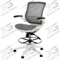 FLASH FURNITURE Drafting Chair: Waylon, Mesh Material, Adj Arms Arm, 19 in Seat Wd, 19 in Seat Dp (MPN BL-LB-8801X-D-GR-WH-GG). Key specifications — Brand: FLASH FURNITURE; Tilting Back: Yes; Frame Material: Plastic; Frame Color: White; Series: Waylon.