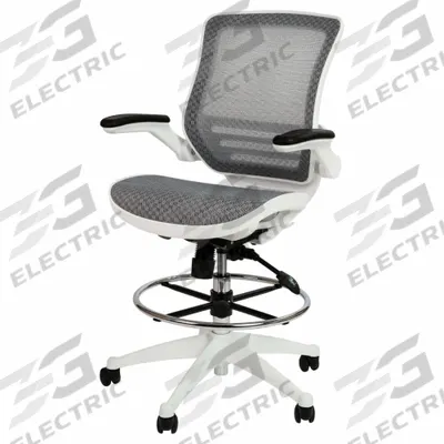 FLASH FURNITURE Drafting Chair: Waylon, Mesh Material, Adj Arms Arm, 19 in Seat Wd - Adjustable-Arm Drafting Chairs