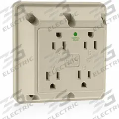 LEVITON Receptacle: Hospital Grade, Quad, 5-15R, Ivory, 125V AC, 15 A, 2 Pole / 3 Wire (MPN 1254-HI)