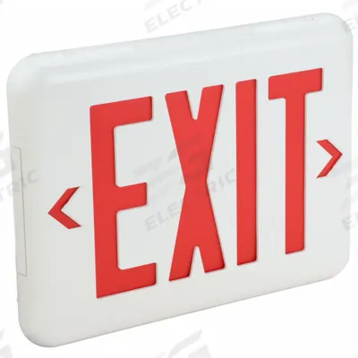 DUAL-LITE Exit Sign: Emergency Battery Backup, LED, White, Red, 1 or 2 Faces, Ceiling/End/Wall - Plastic Lighted Exit Signs