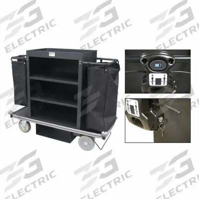 ROYAL BASKET TRUCKS Housekeeping Cart: Black, 47 in Overall Ht, 22 in Overall Wd - Motorized Housekeeping Carts