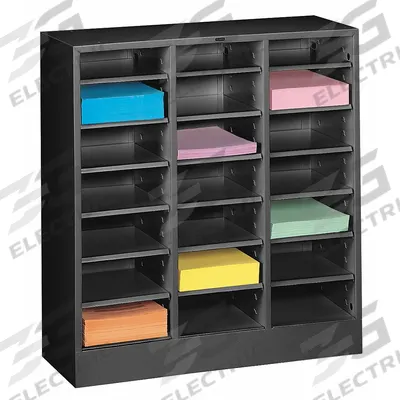 TENNSCO Literature Sorter: Black, 21 Compartments, 18 in Overall Dp, 30 5/8 in Overall Wd - Literature Sorters
