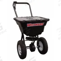 WESTWARD Manual Walk-Behind Spreader: Landscape, Lawn and Agriculture, 80 lb Capacity, Steel, 12 ft (MPN 4UHC9). Key specifications — Brand: WESTWARD; Frame Material: Steel; Spread Width - Maximum: 12 ft.