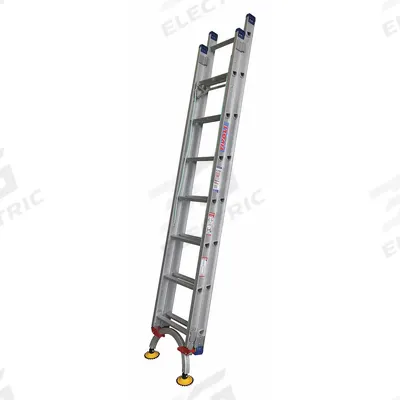 TIVOLI Extension Ladder: 16 ft Ladder Size, Aluminum, 300 lb Load Capacity, 30 lb Wt - Leg Leveling Lightweight Aluminum Extension Ladders
