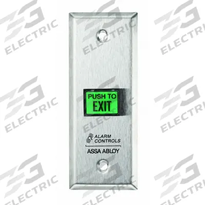 ALARM CONTROLS Exit Push Button: 4 in Ht, Silver, Silver – 302 Stainless Steel - Push-to-Exit Buttons