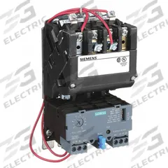 SIEMENS NEMA Magnetic Motor Starter: Non-Reversing, 3 Poles, NEMA Size 1, 27 A (MPN 14DUC32AA). Key specifications — Brand: SIEMENS; Auxiliary Contact Form: 1NO; Coil Voltage: 110-120/220-240V AC; Phase: Three; Terminal Connection Type: Screw Terminals; Auxiliary Contacts Included: 1NO; Signaling Features: Pilot Light; Thermal Units Required: None (Not Applicable to Electronic Overloads).