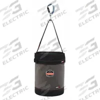 ERGODYNE Bucket Bag: 12 1/2 in W x 17 in H x 12 1/2 in L, Gray, Canvas, 0 Pockets, Buckle (MPN 5940T). Key specifications — attr1118525: ERGODYNE; attr1125037: Gray; attr1125041: Canvas; attr1203718: Yes.