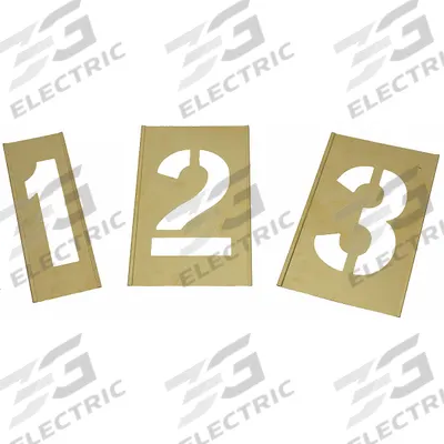 APPROVED VENDOR Stencil Set: 0 to 9/Period (.), 10 in Character Ht, 5 in Character Wd - Brass Interlocking Stencil Sets