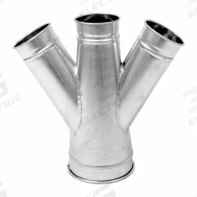 NORDFAB 10"dia 29"L 30° GSteel Double Branch: Steel, For 10 in Duct Dia, 29 in Overall Lg - Branches