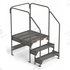 EGA Work Platform: 2.3 ft Platform Ht - Max, 34.6 in x 39 in, Steel, 500 lb Load Capacity (MPN CW5-27-3-3). Key specifications — Folding: Not Foldable; Mobility: Stationary; Use Location: Indoor; Brand: EGA; Color: Gray; Exit Direction: Forward; Height Adjustability: Adjustable Height; Includes Handrails: Handrails Included.