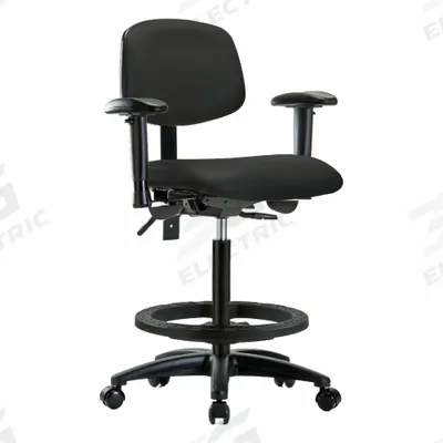 APPROVED VENDOR Ergonomic Chair: Vinyl, Arms Included, Ht Range 25 in to 34 1/2 in, 18 1/2 in Seat Wd - Vinyl Lab Chairs
