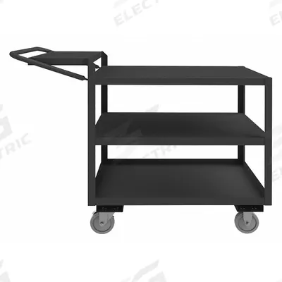 APPROVED VENDOR Utility Cart: 1,200 lb, 3 Shelves, 55 in L x 31 in W x 38 in H Overall Dim - Order-Picking Utility Carts with Lipped & Flush Metal Shelves