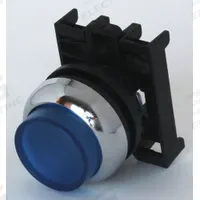 EATON Flush Push Button: Blue, 22 mm Mounting Size, Non-Metallic, Momentary (MPN M22M-DLH-B). Key specifications — Brand: EATON; Action: Momentary; Series: M22; Push Button Material Type: Non-Metallic.