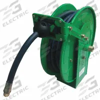 Spring Return Hose Reel: 50 ft (1/4 in I.D.), 1/4 in MNPT, 300 psi Max Op Pressure, Brass, Green (MPN 45UZ37). Key specifications — Reel Color: Green; Hose Capacity: 50 ft (1/4 in I.D.); Overall Dimensions: 12-19/32 in L x 6-39/64 in W x 13-57/64 in H; Swivel Material: Brass; Hose End Configuration: 1/4 in MNPT; Brand: SPEEDAIRE.