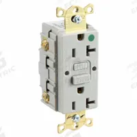 HUBBELL GFCI Receptacle: Hospital Grade, Duplex, 5-20R, Gray, GFCI, 125V AC, 20 A, 2 Pole / 3 Wire (MPN GFR83GRY)