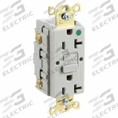 HUBBELL GFCI Receptacle: Hospital Grade, Duplex, 5-20R, Gray, GFCI, 125V AC, 20 A, 2 Pole / 3 Wire (MPN GFR83GRY)