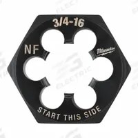 MILWAUKEE Hex Threading Die: 3/4"-16 UNF, 1 7/16 in Hex Wd, Black Oxide Carbon Steel (MPN 49-57-5378)