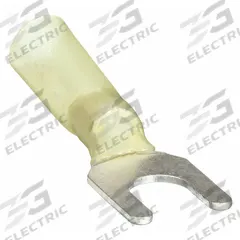 GRAINGER Fork Terminals: Yellow, Heat Shrink, 1/4 in Stud Size, 12 AWG – 10 AWG Wire Range, Std Fork (MPN 5WHJ4). Key specifications — Manufacturer Part Number: 5WHJ4; Brand: GRAINGER.