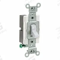 LEVITON Toggle Single-Pole, 15 Amp: Toggle Switch, Single Pole, Maintained, White, 120/277V AC, 15 A (MPN CS115-2W). Key specifications — Illuminated: No; Voltage Rating: 120/277V AC.