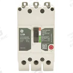 GE Molded Case Circuit Breaker: 125 A Amps, 65kA at 277/480V AC, Fixed, Lug, ABC (MPN TEYL3125B). Key specifications — Series: TEY; Max. AIR Rating: 65kA at 277/480V AC; Instantaneous Trip: Fixed; Terminal Connection: Lug; Phase Connection: ABC.