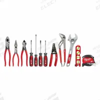 MILWAUKEE Electrical Apprentice HT Kit: 12 Total Pcs, 11 - 19 Pieces Range (MPN 48-22-0144). Key specifications — attr646319: Sockets Not Included; attr548984: (1) Wire Stripper; attr548989: Lineman's Pliers; attr646318: SAE; attr548987: None; attr548988: (1) Adjustable Wrench; attr548990: None; attr552361: None.