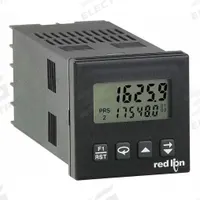 RED LION Electronic Counter: Digital Counters, Front Panel Mounting, 2 in x 2 in, LCD, Push Button (MPN C48CS014). Key specifications — Mounting Style: Panel; Output Rating: 5A @ 250V AC and 30V DC (Relay); 100mA @ 12V DC (PNP); Standards: UL File E137808, CE Approved, cRU US Listed; Immunity to EN 50082-2, EN 61000-4-2, EN 61000-4-3, EN 61000-4-4, EN 61000-4-6, ENV 50204; Emissions to EN 50081-2, EN 55011; NEMA Enclosure Rating: 4X; Brand: RED LION.