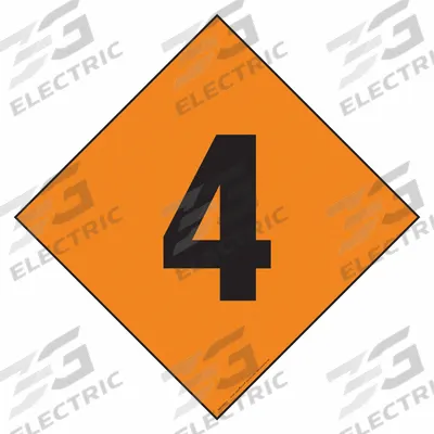 LABELMASTER Fire Division Symbol Placard: 4, 12 in, 12 in Label Wd, Plastic-Lite