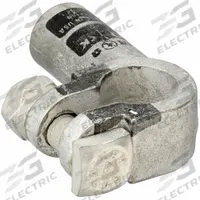 FUSION Battery Terminal: Right Elbow, Crimp, 1/0 ga, Black Color, Negative, Copper/Tin (MPN 4110N). Key specifications — Contact Material: Tin; Alignment: Right Elbow; Color Code: Black; Connection Type: Crimp; Gauge: 1/0 ga; Polarity: Negative; Brand: FUSION.