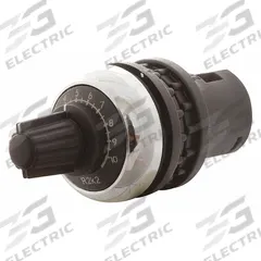 EATON Potentiometer: 22 mm Panel Mounting Size, 1,000 ohm Max Resist Rating, Metallic (Chrome) Bezel (MPN M22M-R1K). Key specifications