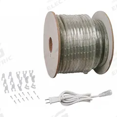 LED Rope Light: 150 ft Lg, White, 5000K, 1/2 in Ht, 108 W, 30,000 hr Rated Life, 360° Bend, 120 V AC (MPN 30F523). Key specifications — Color Temperature: 5000K; Maximum Run: 267 ft; Light Color: White; Brand: APPROVED VENDOR; Connection Type: Plug-In; Flexibility Direction: 360° Bend.